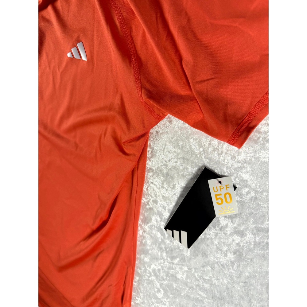 Adidas Mens Short Sleeve‎ Sun Shirt Medium Bright Orange UPF 50 Athletic Top - Picture 2 of 6